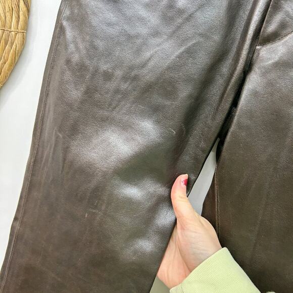 Vintage Maxima Wilsons Leather Neutral Brown Leather Straight Leg Pants 2 - Picture 6 of 11
